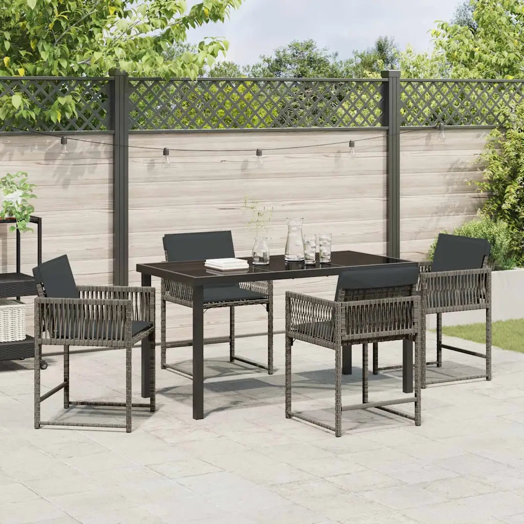 Set da Pranzo per Giardino 5 pcs Grigio polyrattan