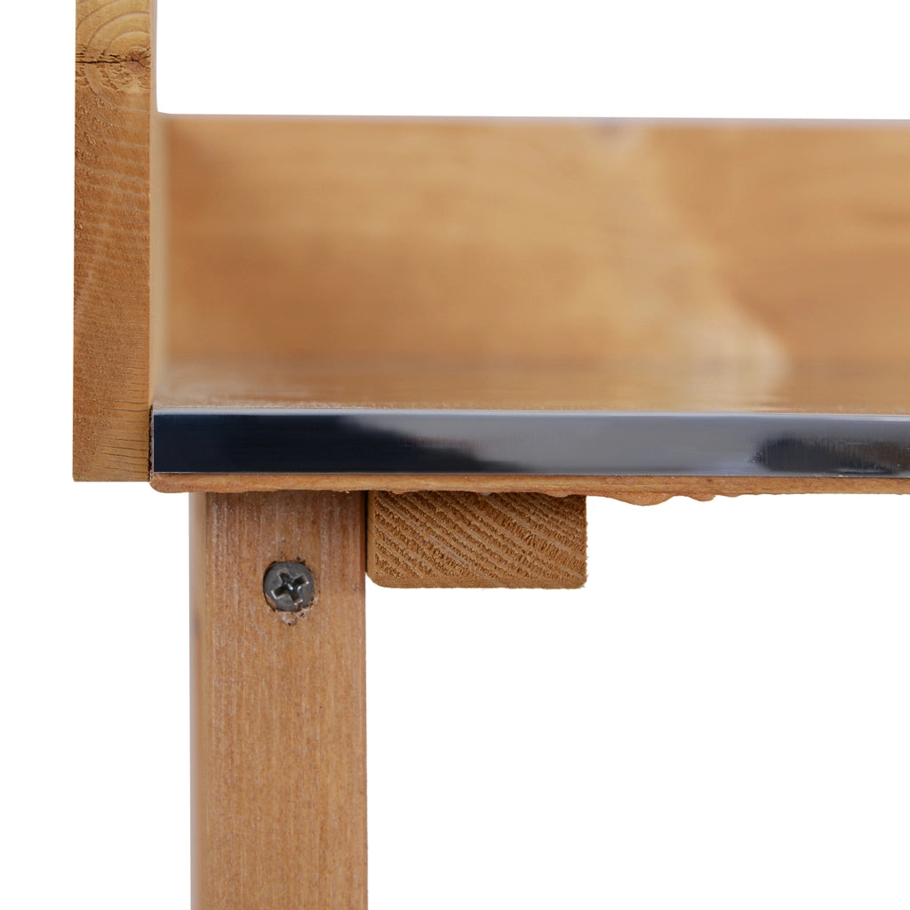Tavolo da giardinaggio con ripiani e ganci ¨C Minimal ¨C Legno abete olio pretrattato, piano in acciaio zincato 80x40x80 cm