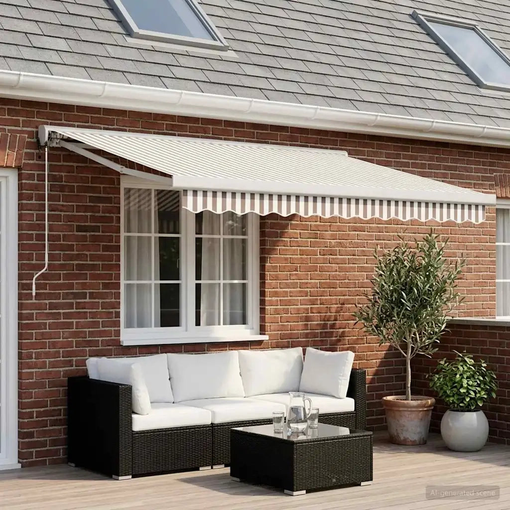 Tenda retrattile Grigio chiaro e bianco 350 x 250 cm 3425985