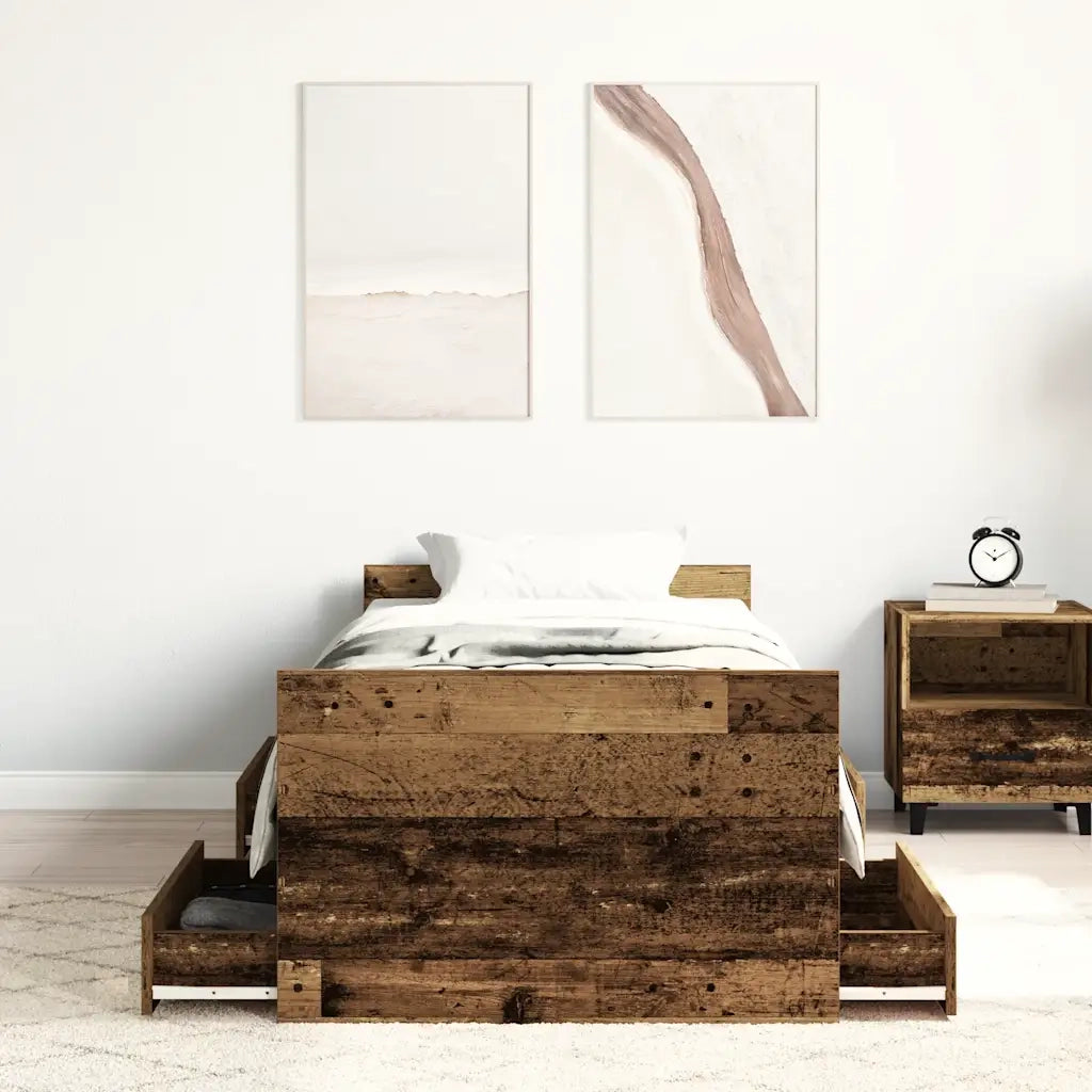 Giroletto senza Materasso-Struttura Letto Legno Antico 90x200cm in Truciolato 625625