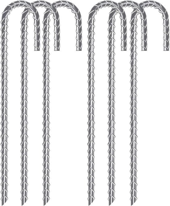 Stake di ancoraggio per tende e trampolini - 6 pezzi, acciaio inox, gru con gambo J