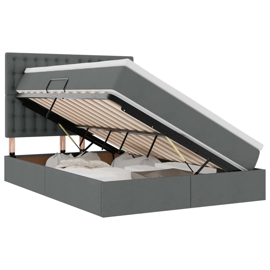 Letto con contenitore e LED con led Grigio scuro 140 x 190 cm