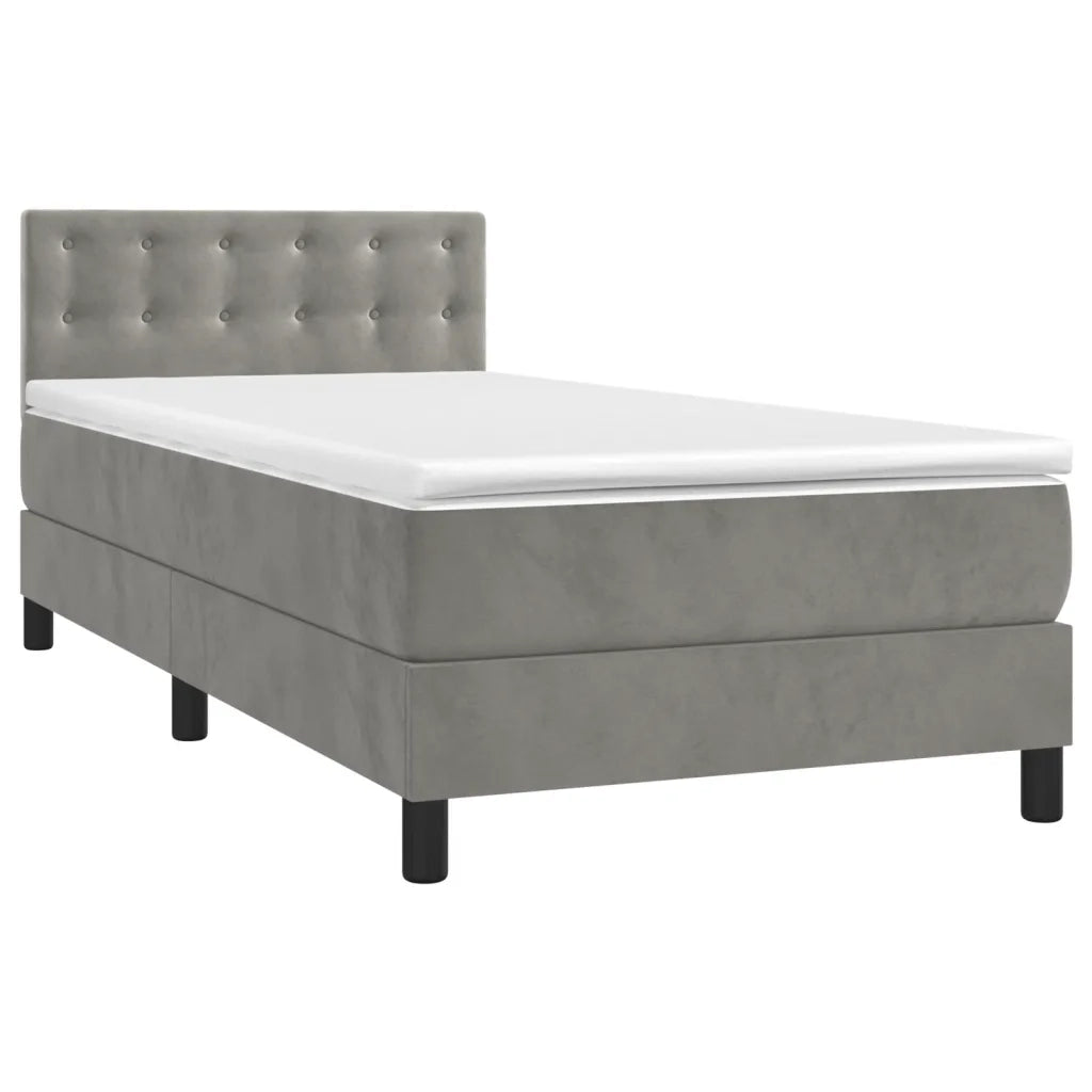 Giroletto a Molle con Materasso Grigio Chiaro 90x200 cm Velluto 3141521