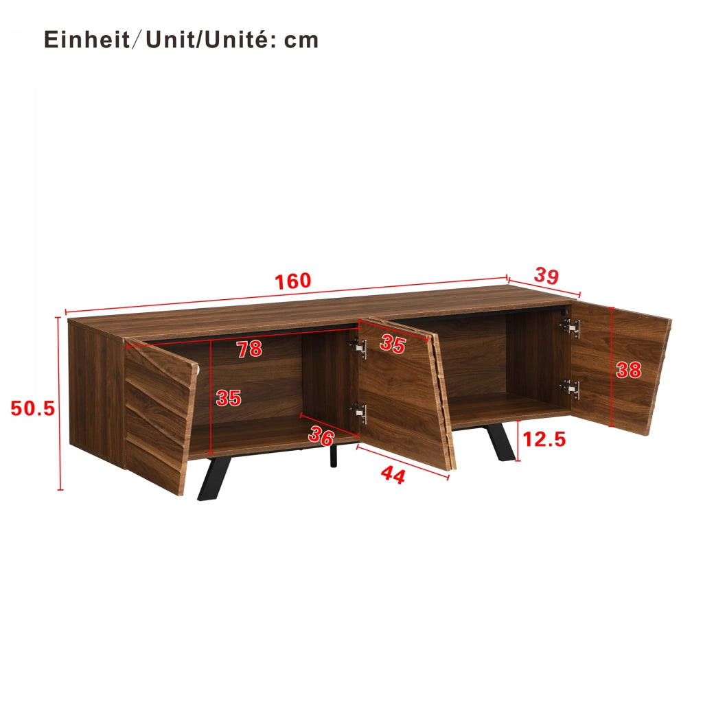 Cassettiera per TV in MDF con finitura noce; 160 cm