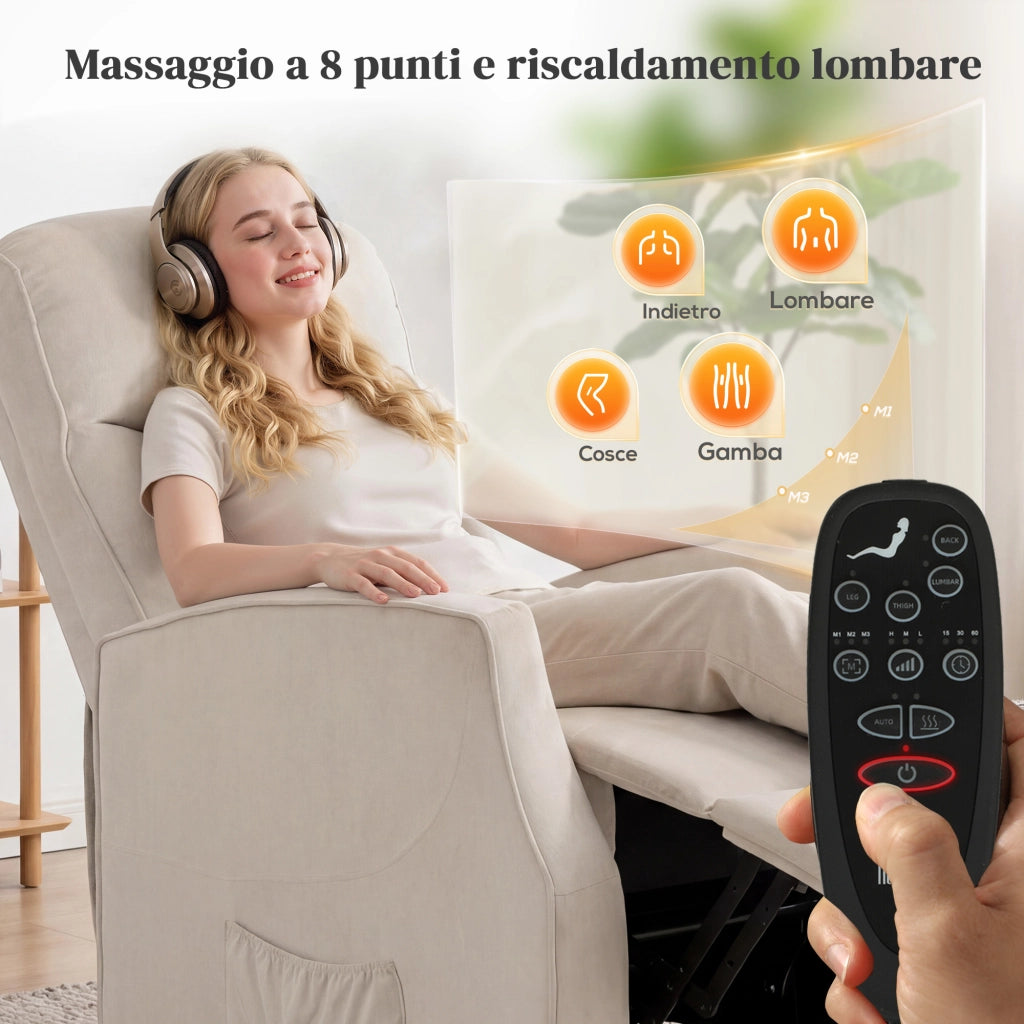 Poltrona Elettrica Alzapersona Massaggiante ¨C Zephmum ¨C Beige
