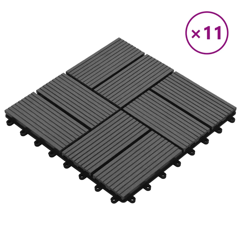 Piastrella per Decking 11 pz Grigio 30 x 30 cm WPC CFW2196044