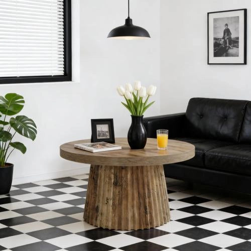TAVOLINO DA CAFFÈ Rotondo 80 cm MDF Marrone