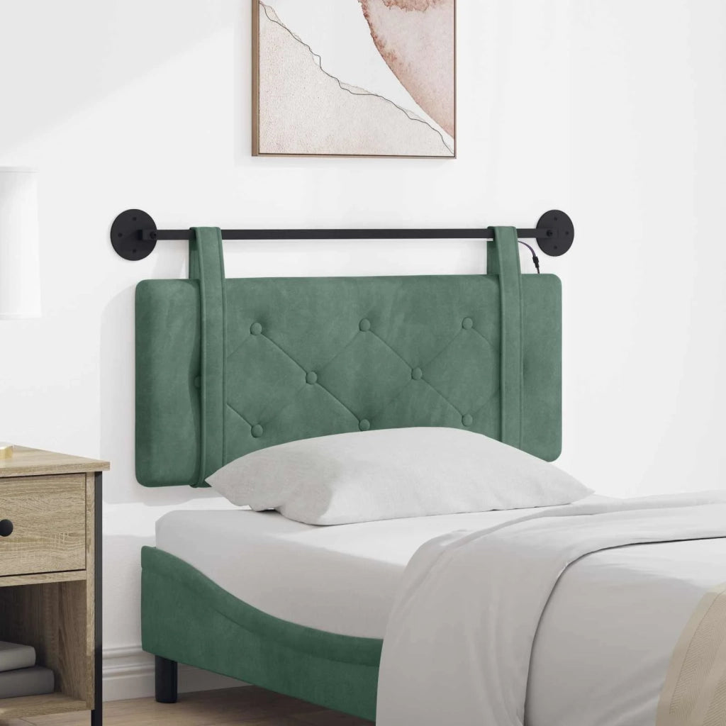 Testiera | Testata sospesa Con luce LED Verde Mare Velluto