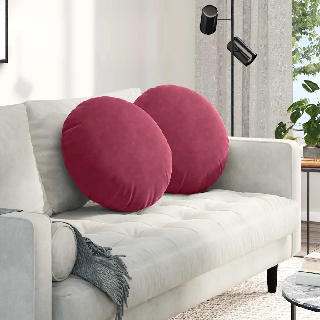 Cuscini per Seduta 2 pcs Rosso Vino Ø50 x 19 cm Velluto 42014179