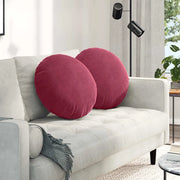 Cuscini per Seduta 2 pcs Rosso Vino Ø50 x 19 cm Velluto 42014179