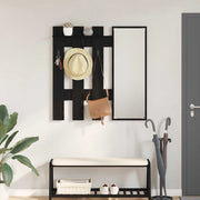 Appendiabiti a muro con specchio Rovere Nero 100 x 10 x 100 cm 874508