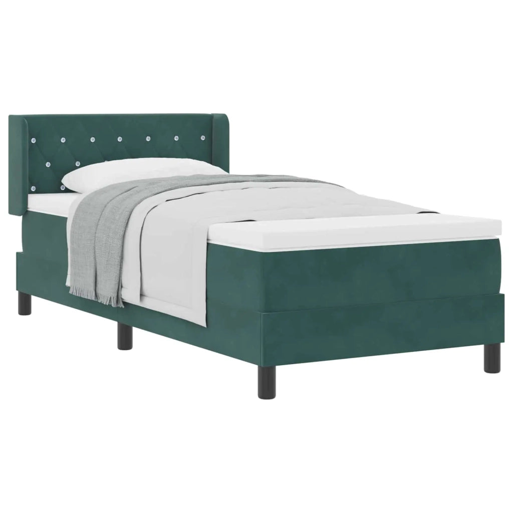 Letto a molle con testiera Verde Scuro 190 x 90 cm Velluto 3341393