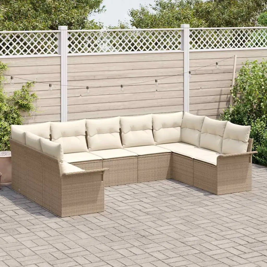 Set Divano da Giardino con cuscino Beige polyrattan