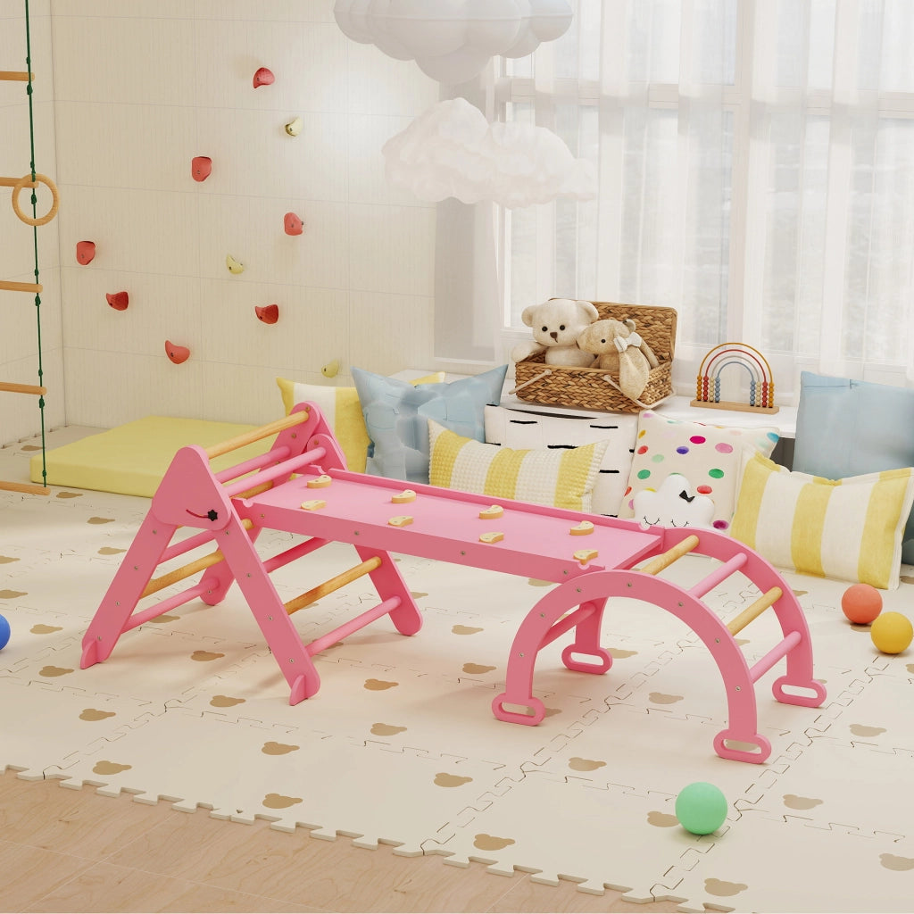 Casetta da gioco con scivolo e arrampicata 7 in 1 pieghevole ¨C Minimal ¨C Legno naturale