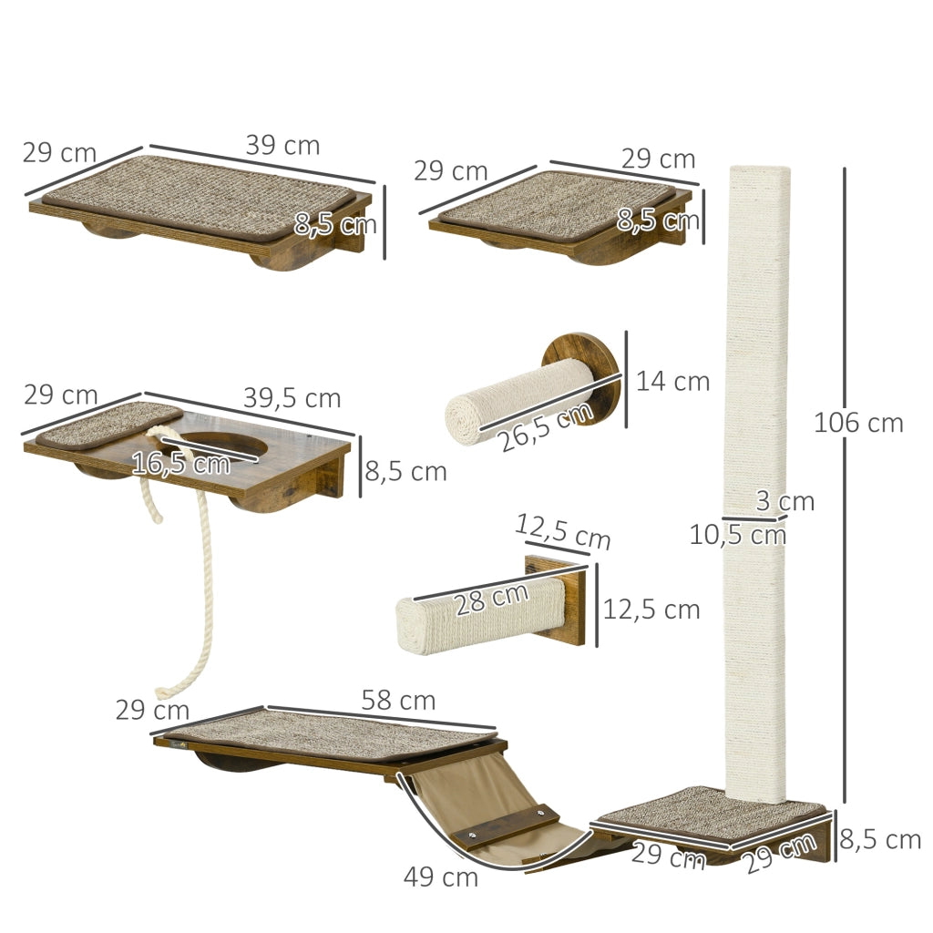 Scala per Gatti Set ¨C zephmum ¨C 8 Pezzi Marrone e Bianco