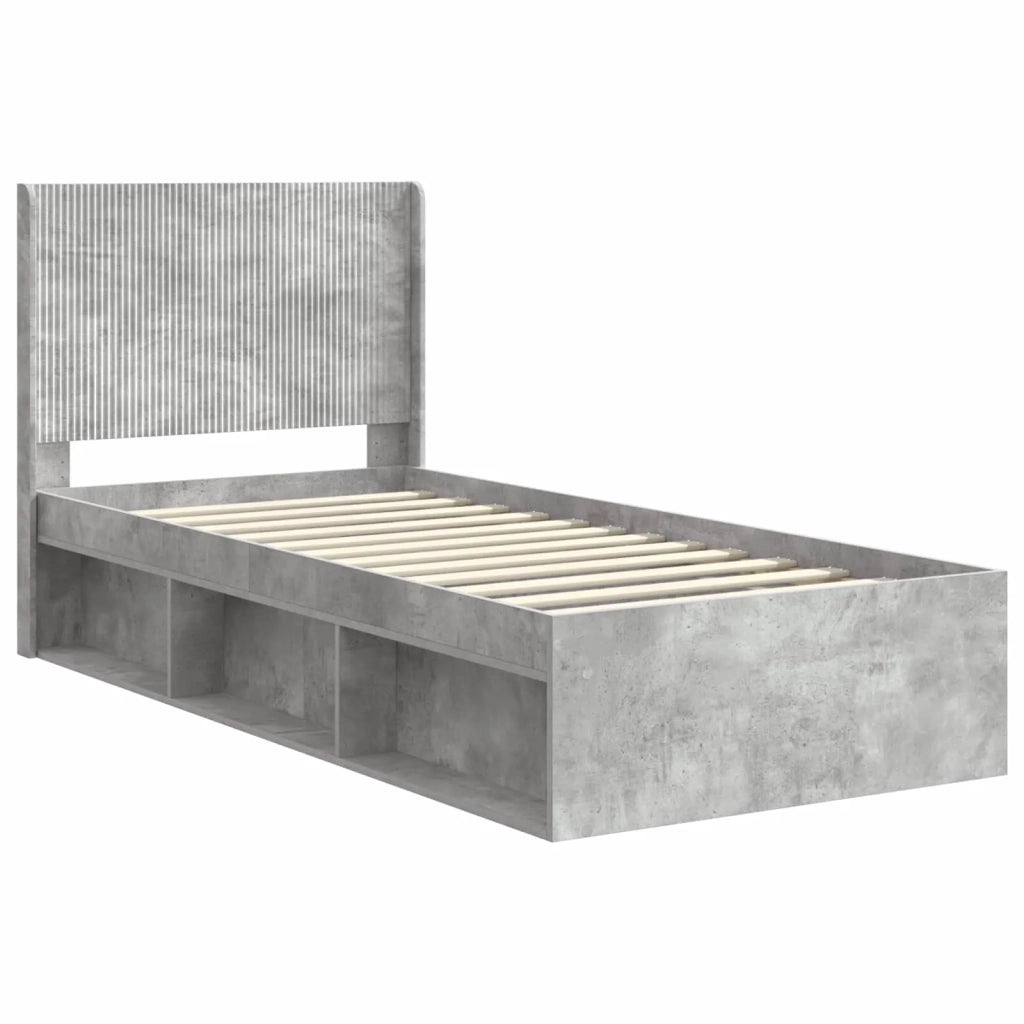 Struttura del letto con stoccaggio e testata Grigio Cemento 3413896