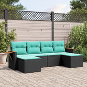 Set Divano da Giardino 6 pz con Cuscini Nero in Polyrattan 3227058