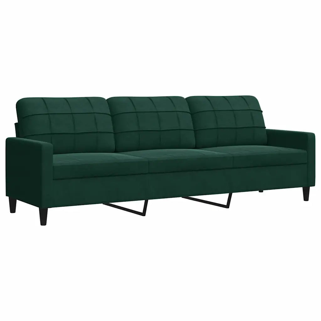 Divano a 3 Posti-Sofa 3 Posti Verde Scuro 210 cm in Velluto