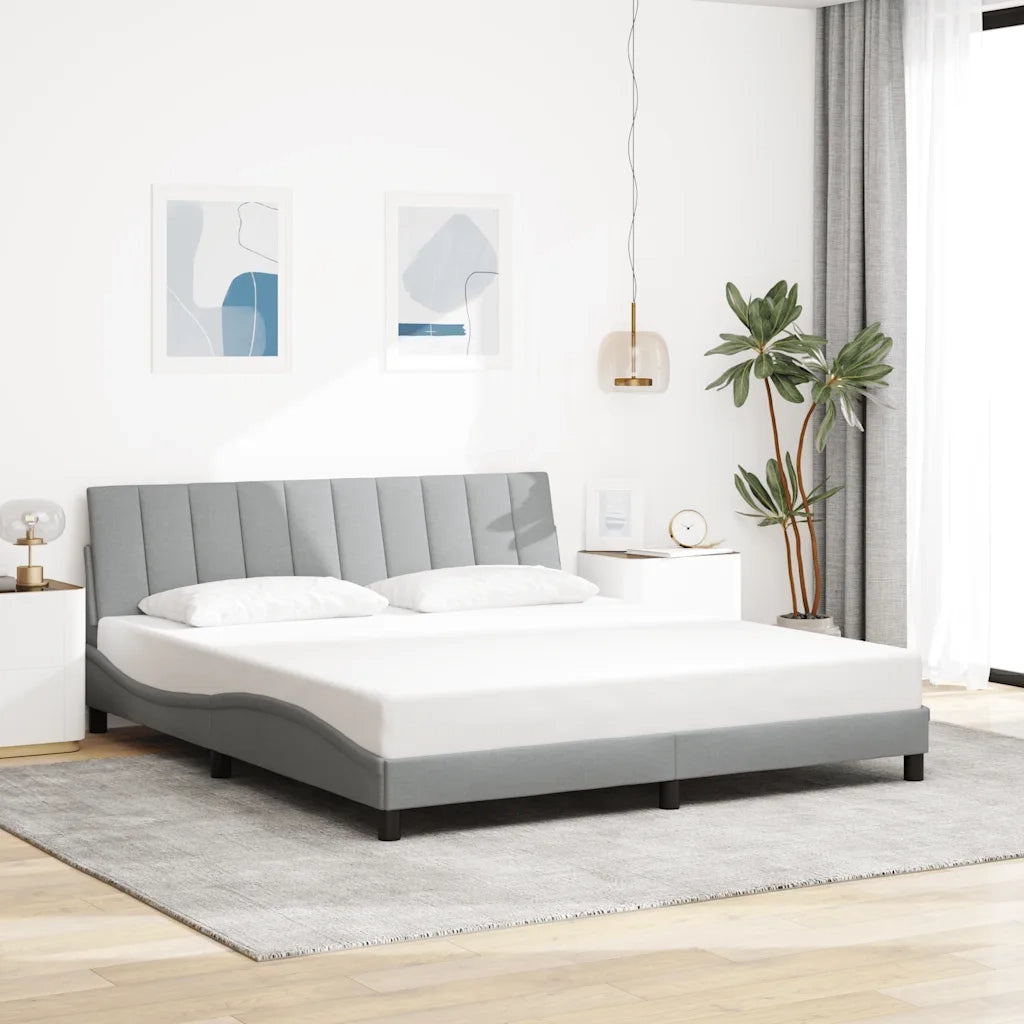 Letto matrimoniale | Letto per adulti | Giroletto senza Materasso Hanko Grigio Chiaro 180x200 cm Tessuto