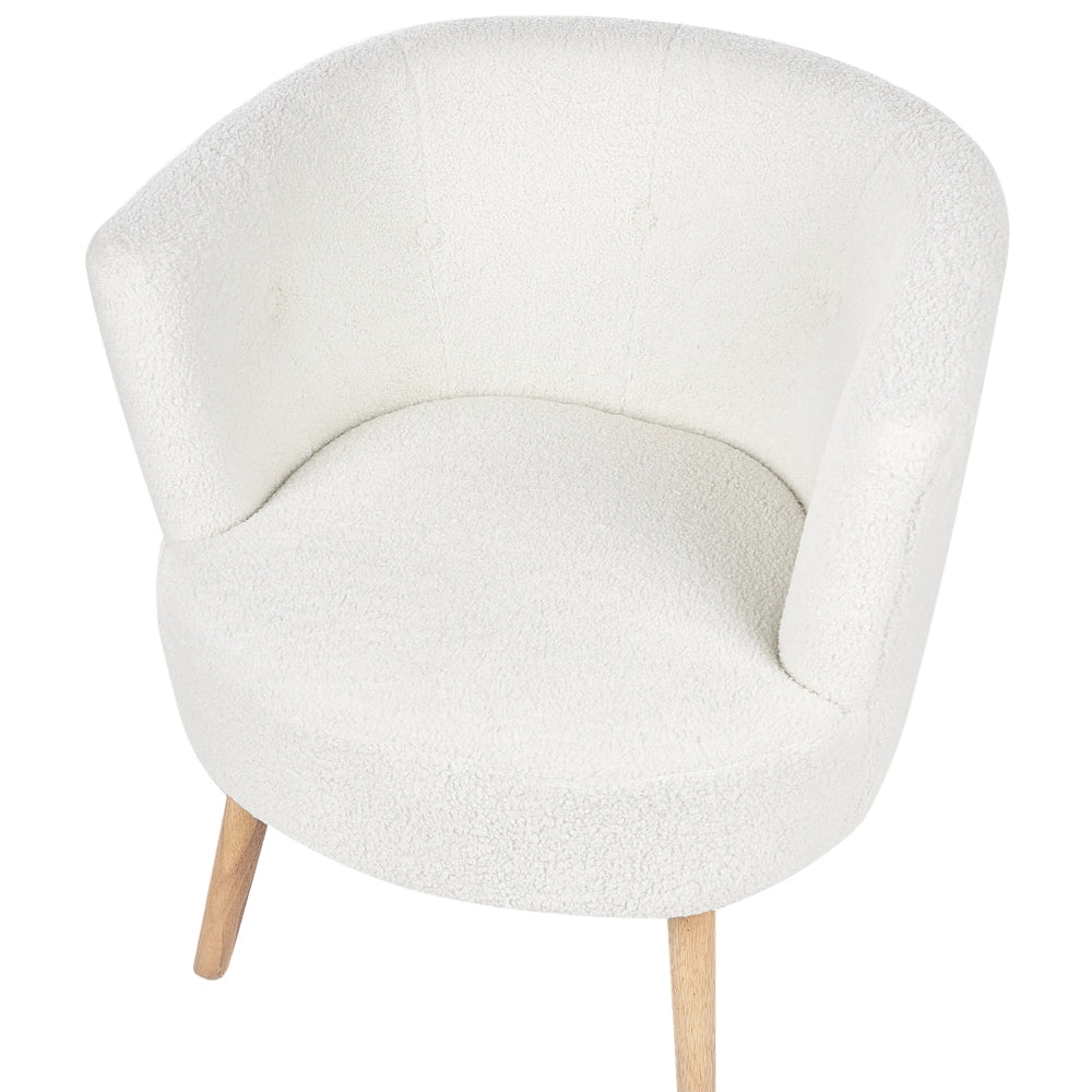Poltrona Bianco Imbottito Boucle Vasca Sedia Stile Retrò