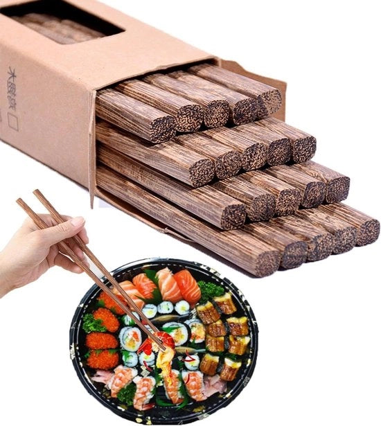 10 Paia di Bastoncini da Cibo Riscaldabili - Bastoncini da Cibo in Legno - Set da Cucina - Cucina Giapponese per Sushi - Cucina Asiatica per Pesci - Design Tradizionale