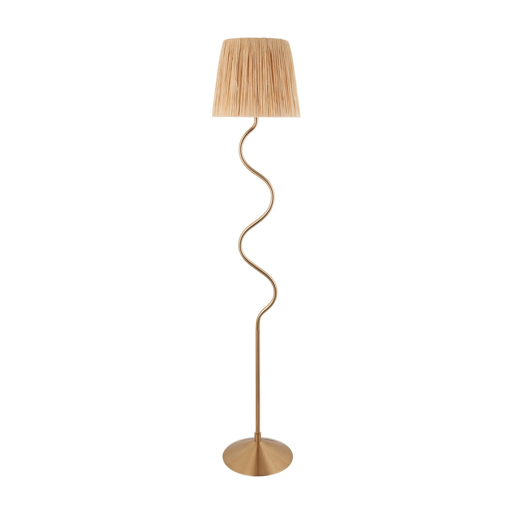 Lampada da terra boho Wriggle ottone rafia E27 Endon