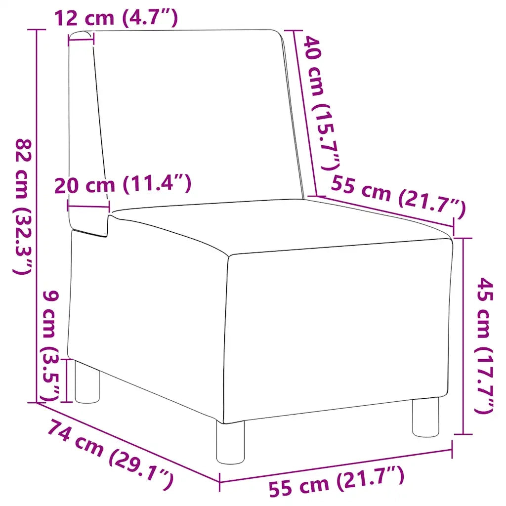 Divano componibile senza braccioli-Sofa Modulare-Divanetto grigio scuro 55 cm in tessuto