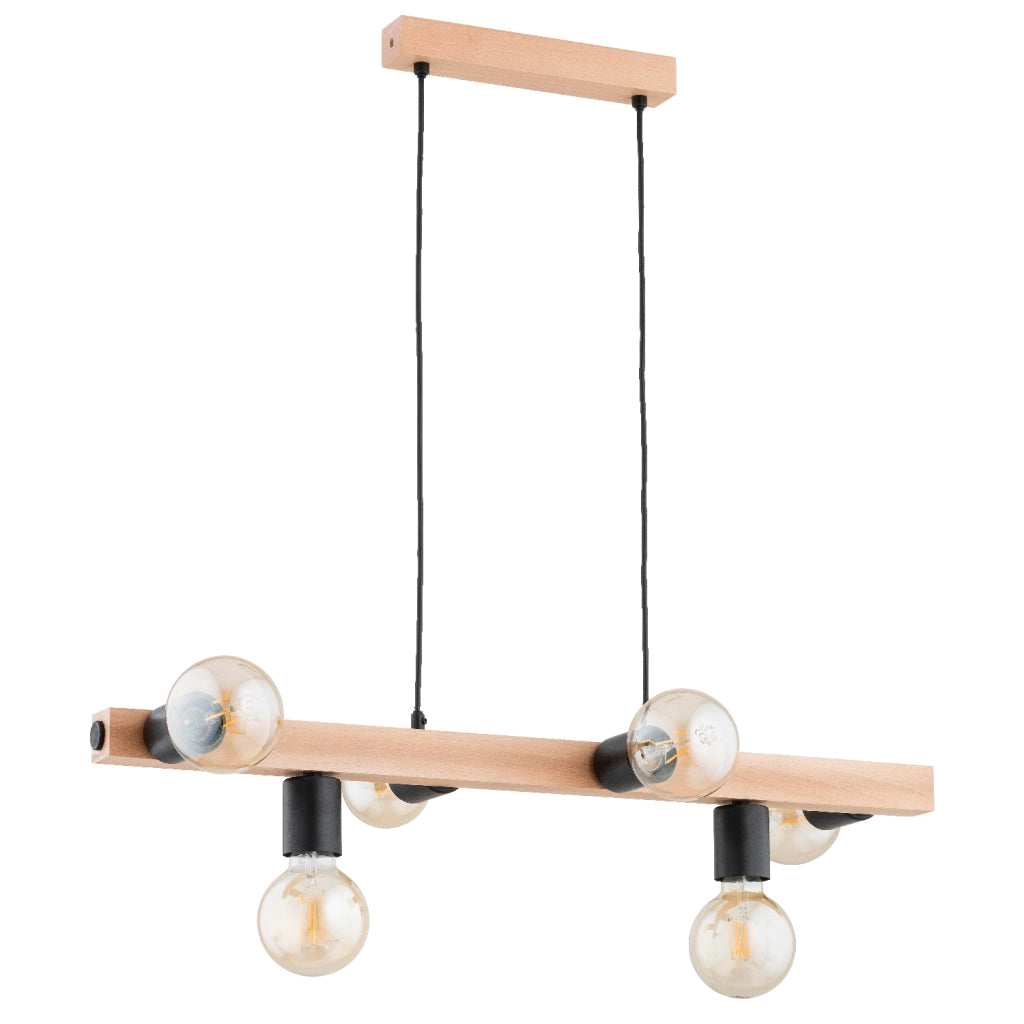 Lampada sospensione scandinava legno 6xE27 Alfa Impuls