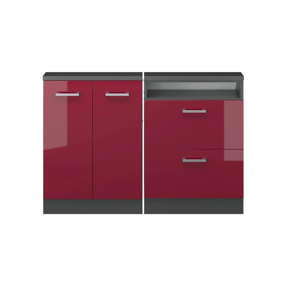 Set di mobili sottotetto Rion Rosso lucido/Antracite Set di 2 Vicco