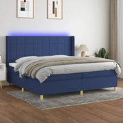 Letto a Molle Materasso e LED Blu 200x200cm in Tessuto 3138907