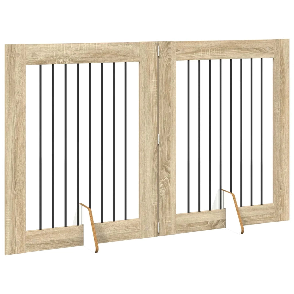 Cancello per cani pieghevole con supporti 2 pz Rovere Sonoma 892038