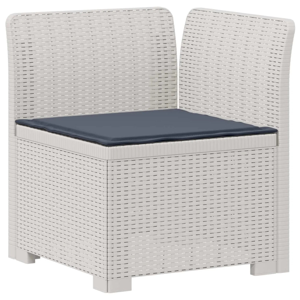 Divano da giardino 4 posti con cuscini aspetto rattan PP Bianco 3444009
