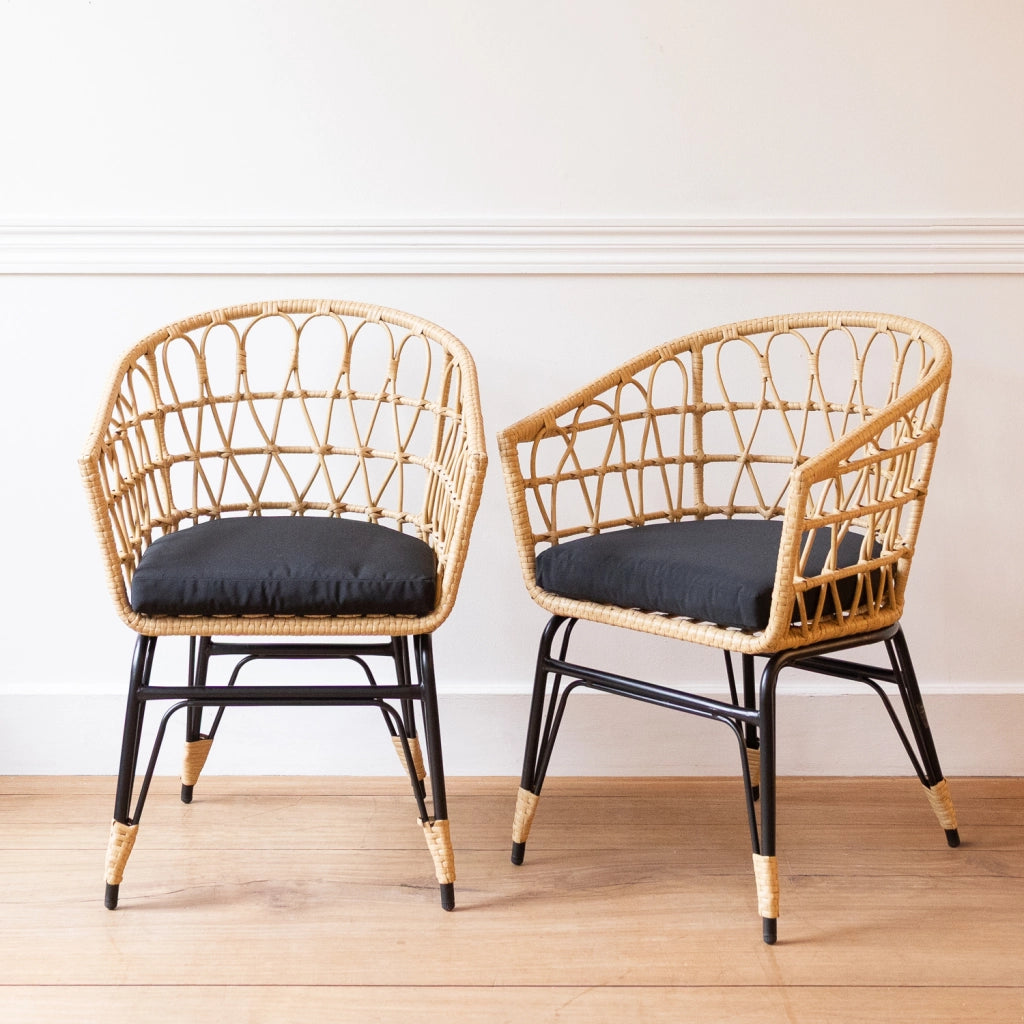 Set di 2 poltrone in rattan sintetico con cuscini AIKO