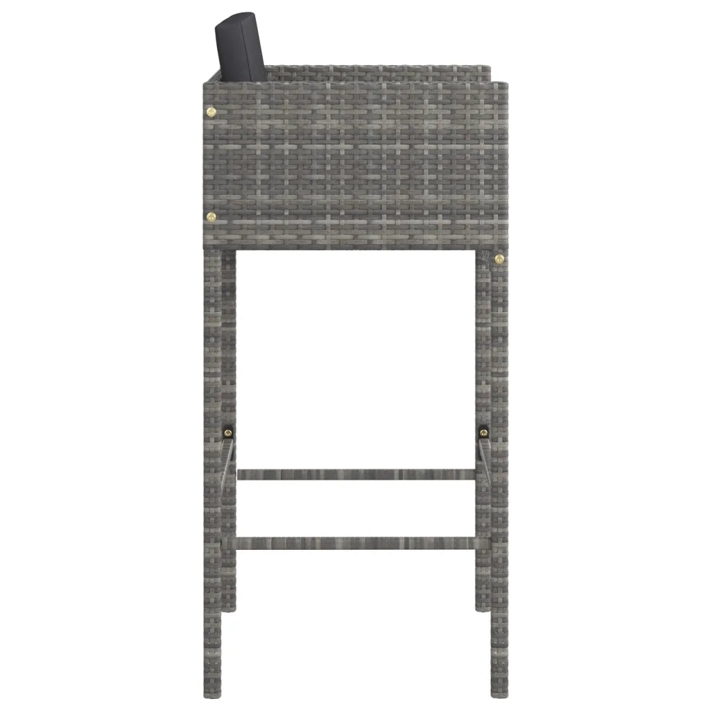 Sgabelli da Bar 4 pz con Cuscini Grigi in Polyrattan 316661