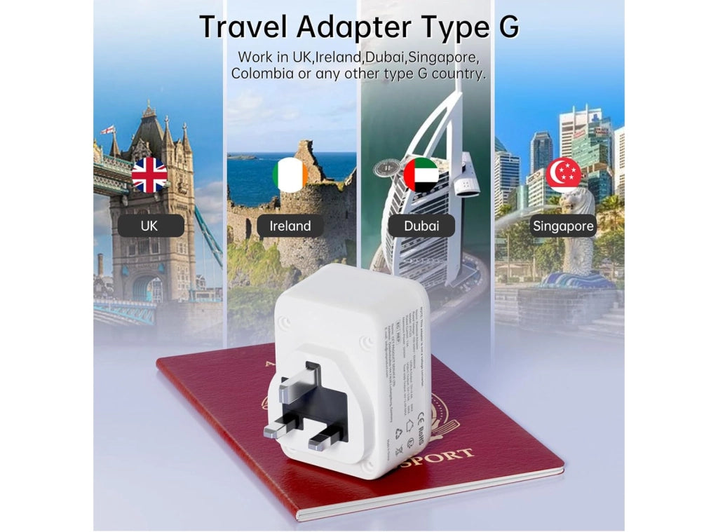Kit 2 Adattatori da Viaggio UK da Presa Schuko Europea a Regno Unito Adattatore Tipo G con 1 Porta USB C 3A e 2 Porte USB A per Inghilterra Irlanda Londra