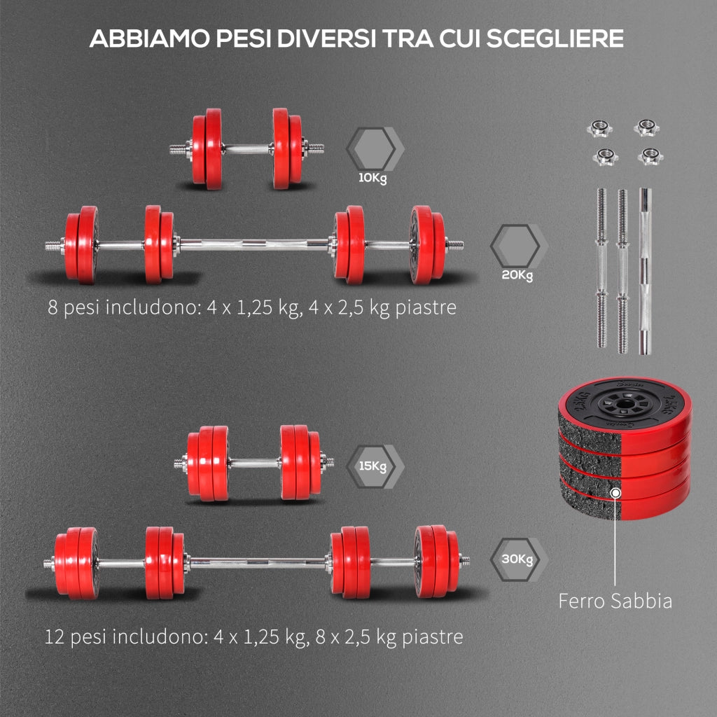 Set di manubri 20 kg ¨C Minimal ¨C Rosso e nero