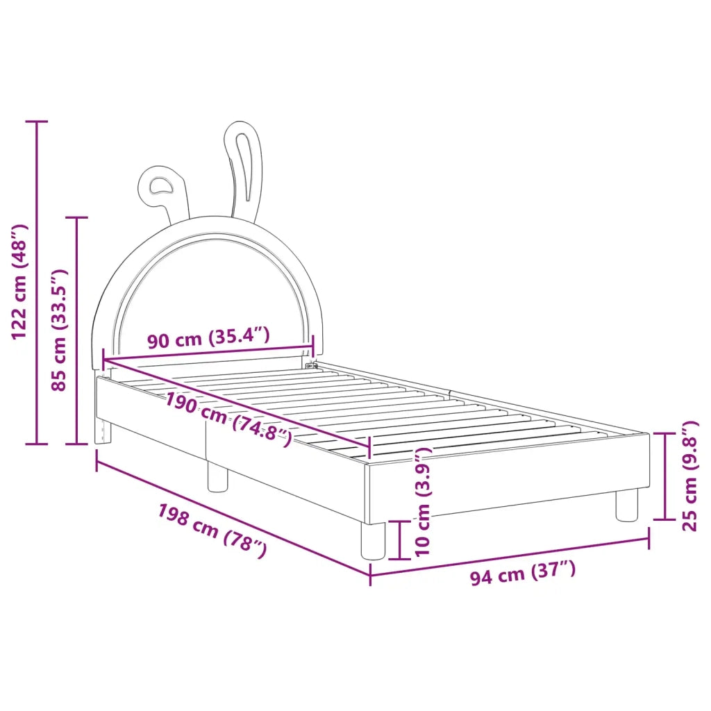 Struttura letto bambini con testata Rosa 90 x 190 cm PU 42011200