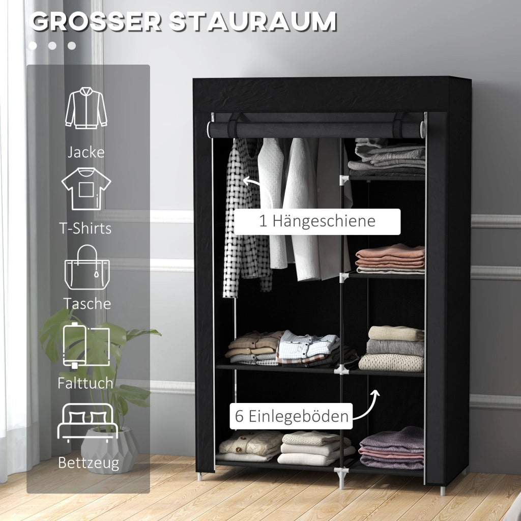 ARMADIO in tessuto 103x43x162,5 cm Nero Acciaio