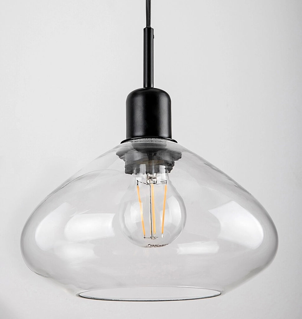 Lampadario Rabalux Dvora 3 luci E27 nero opaco vetro