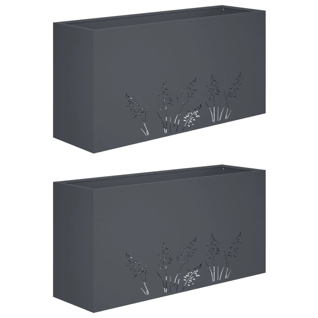 Vaso da giardino 2 pz Antracite 100 x 20 x 49 cm 8005853