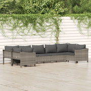 Set Divani da Giardino 7 pz con Cuscini in Polyrattan Grigio 3187302
