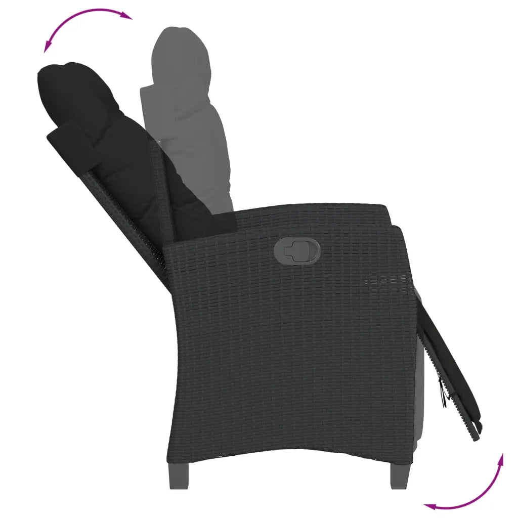 Set da Pranzo da Giardino 7 pz Nero con Cuscini in Polyrattan 3212910