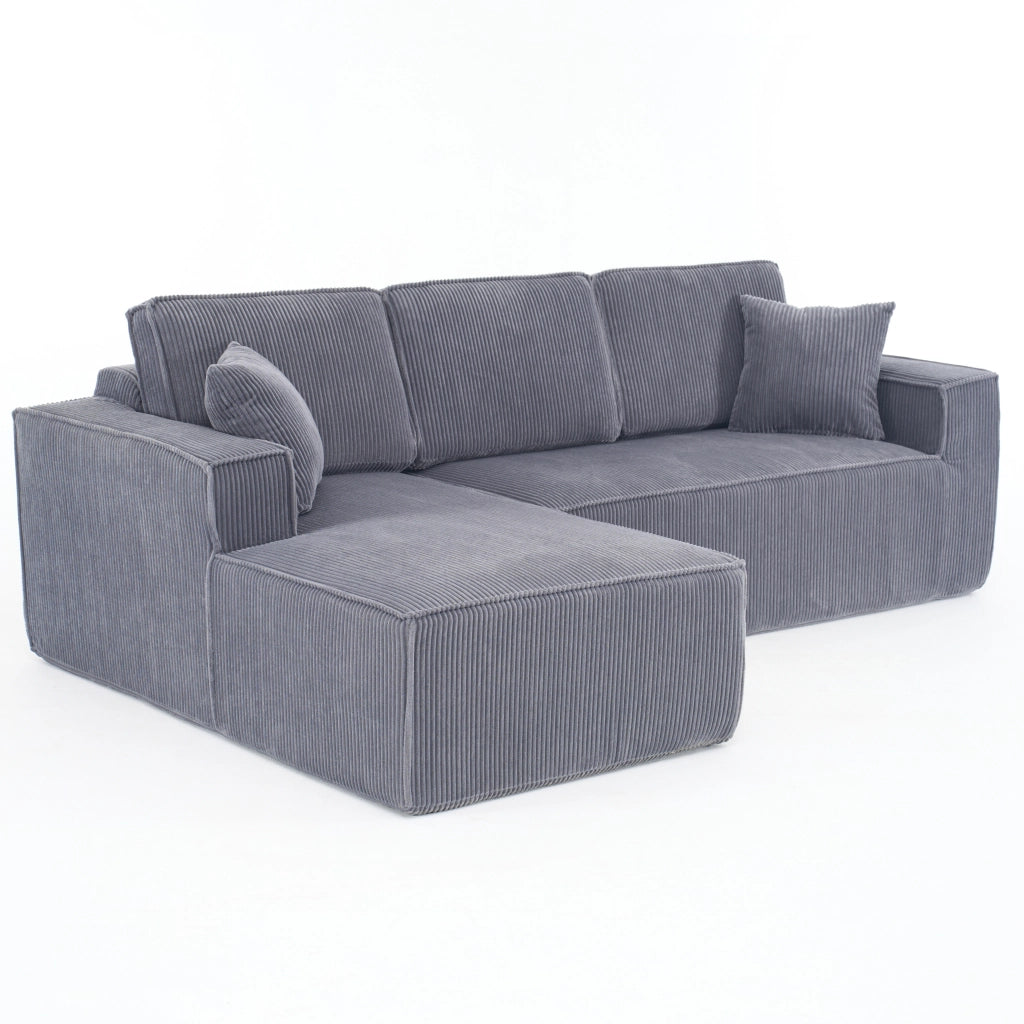 Divano modulare a L - Zephmum - 2 posti + chaise longue - Schiuma ad alta densit¨¤ - Grigio