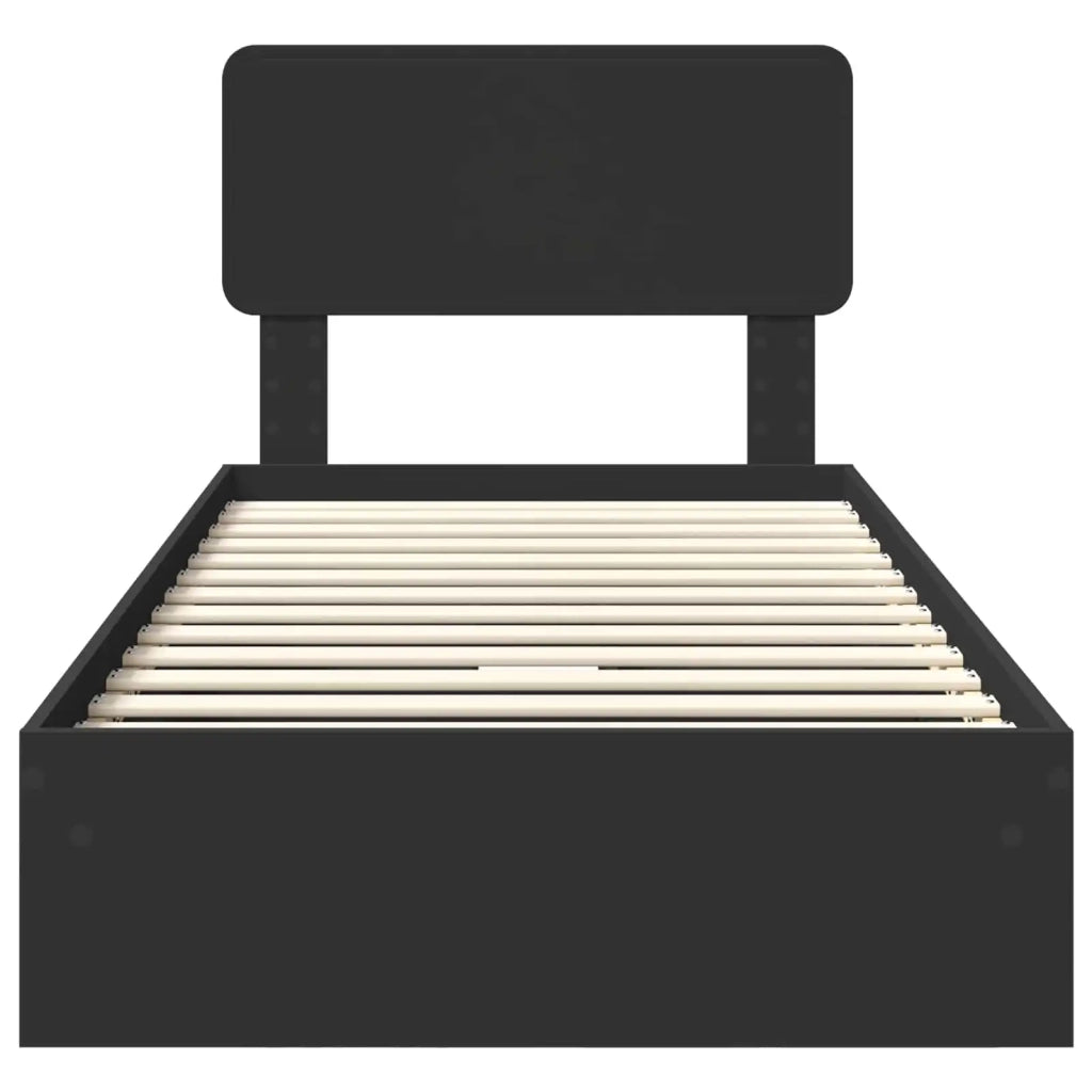 Letto con Contenitore Nero 75 x 190 cm Legno multistrato 3412326