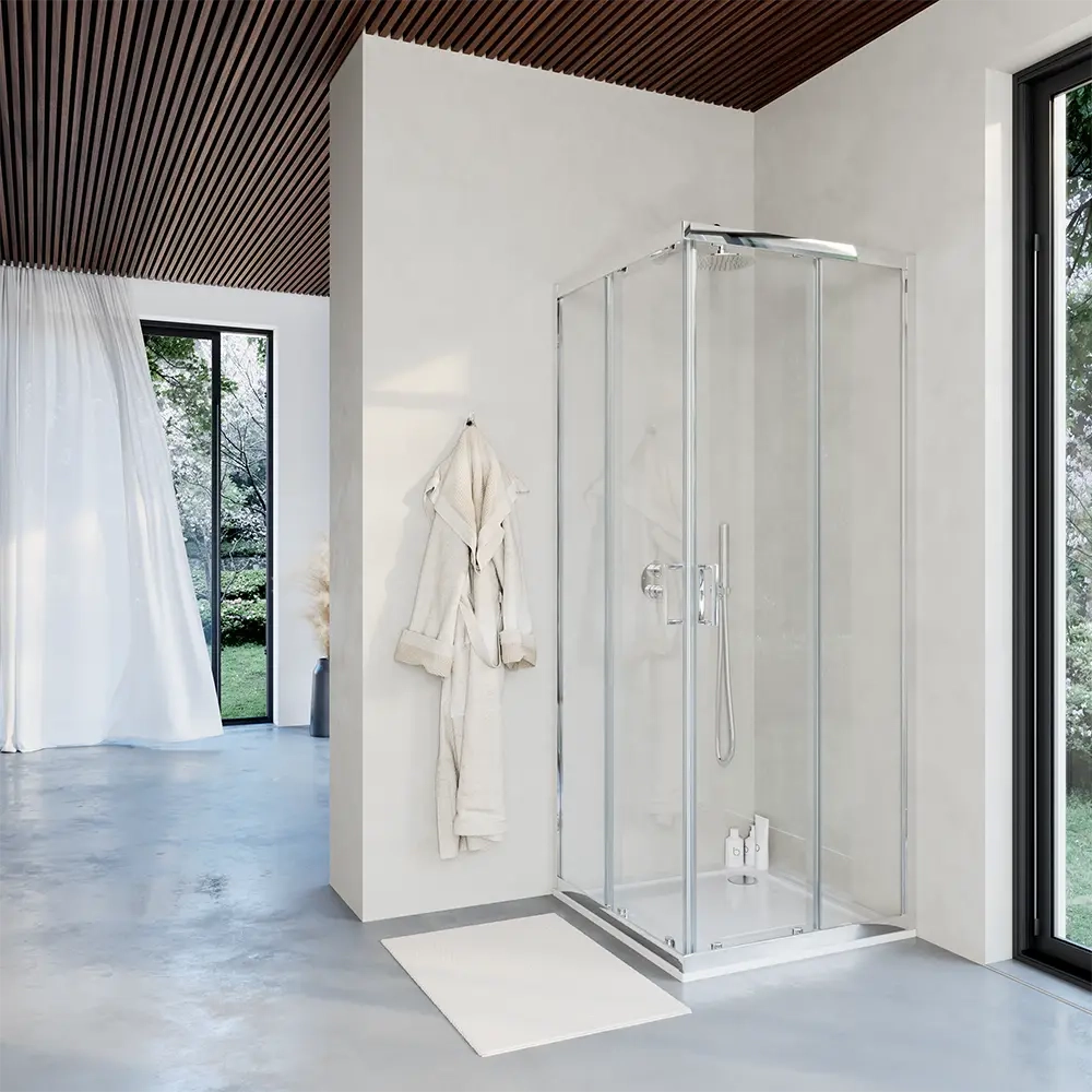 Box doccia 70x90 cm angolare scorrevole cristallo 6mm trasparente h190 | Java