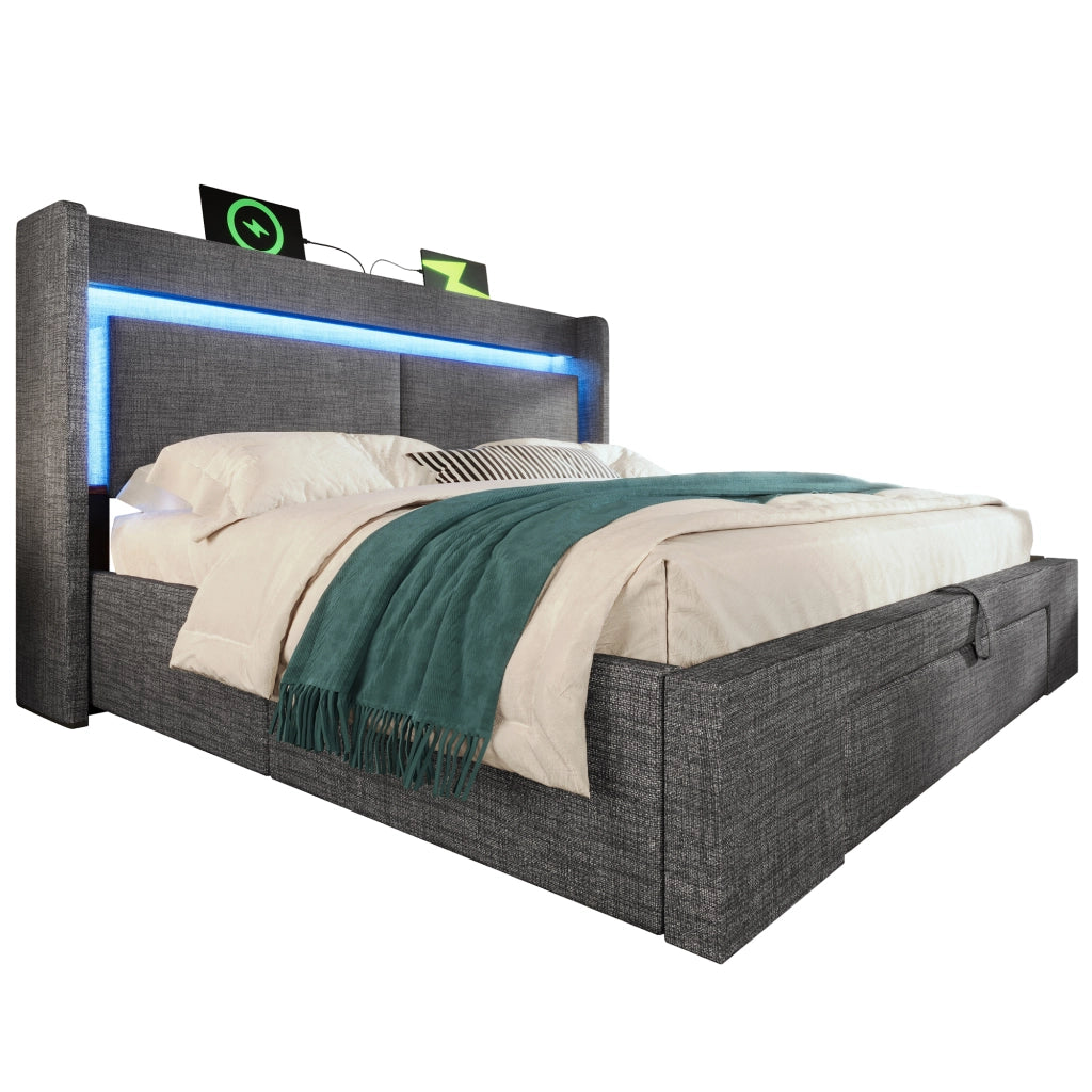 letto imbottito lino grigio 140x200 cm
