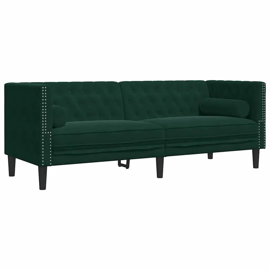 Set Divani Chesterfield 2pz con Cuscini Verde Scuro Velluto 3209293