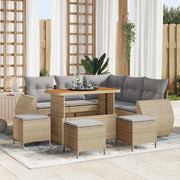 Set Divano da Giardino 9 pcs Beige e Grigio Chiaro polyrattan