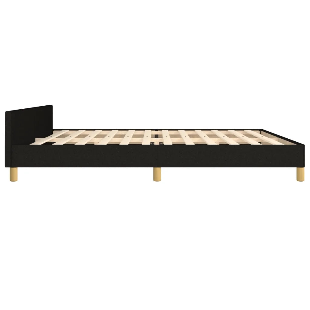 Giroletto con Testiera Nero 200x200 cm in Tessuto