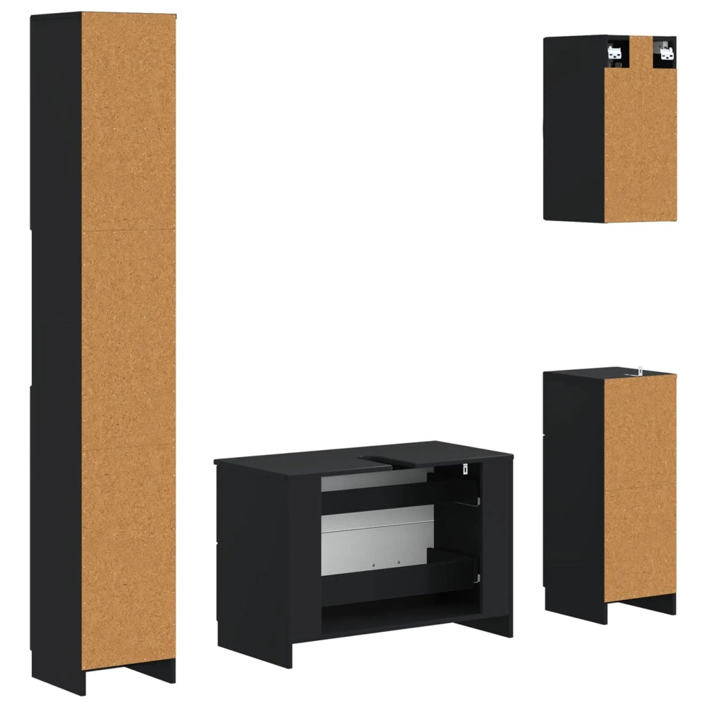 Set di Mobili da Bagno da 4 Pezzi UTRECHT Nero 3417973